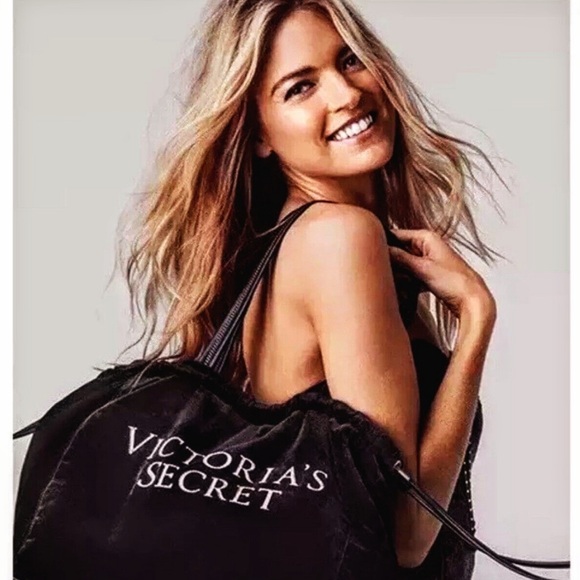 **Victoria's Secret** Luxe Velvet Black Bling Logo Tote Weekender Bag. - Picture 5 of 7